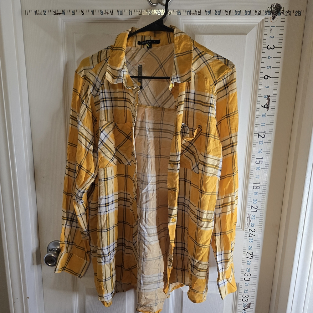 Miss Lili Mustard Yellow Plaid Button-Up Shirt